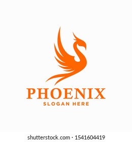 Flying Phoenix Bird Logo Vector