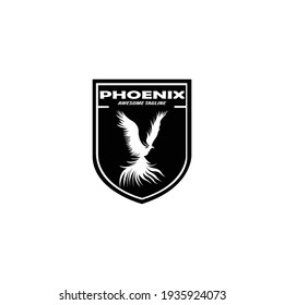 Plantilla vectorial de diseño del logotipo abstracto de aves en blanco y negro de Phoenix. Icono de concepto de Logotipo Dove Eagle