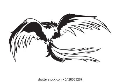 The flying phoenix is cool black and white. Legendary birds that are only high-level healing myths.
