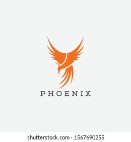 Flying Phoenix Fire Bird abstract Logo design vector template. Minimalist Dove Eagle Logotype concept icon. Vector high quality design