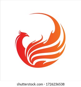 Flying Phoenix Fire Bird abstract Logo design vector template. Dove Eagle Logotype concept icon