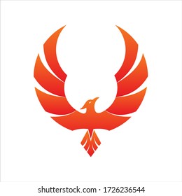 Flying Phoenix Fire Bird abstract Logo design vector template. Dove Eagle Logotype concept icon