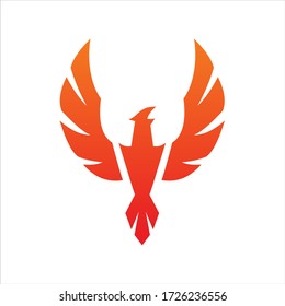 Flying Phoenix Fire Bird abstract Logo design vector template. Dove Eagle Logotype concept icon