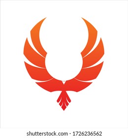 Flying Phoenix Fire Bird abstract Logo design vector template. Dove Eagle Logotype concept icon