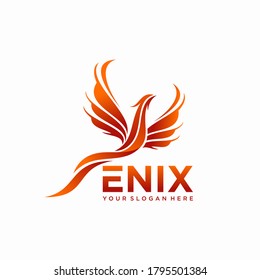 Flying Phoenix Fire Bird abstract Logo design vector template