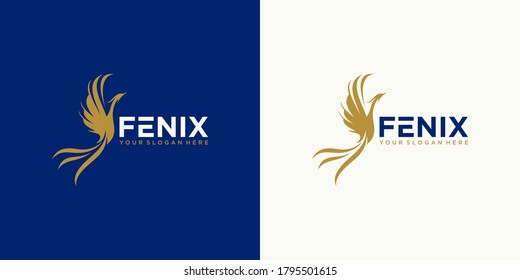 Flying Phoenix Fire Bird Abstract Logo Design Vector Template