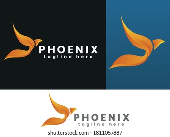 Flying Phoenix Fire Bird abstract Logo design vector template