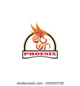 Flying Phoenix Fire Bird abstract Logo design vector template. Dove Eagle Logotype concept icon