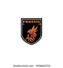 Flying Phoenix Fire Bird abstract Logo design vector template. Dove Eagle Logotype concept icon