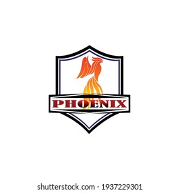 Flying Phoenix Fire Bird abstract Logo design vector template. Dove Eagle Logotype concept icon.