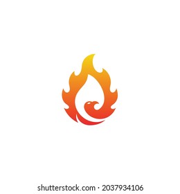 Flying Phoenix Fire Bird abstract Logo design vector template. Dove Eagle Logotype concept icon