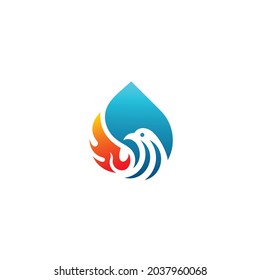 Flying Phoenix Fire Bird abstract Logo design vector template. Dove Eagle Logotype concept icon