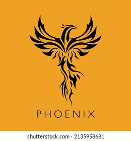 Flying Phoenix Fire Bird abstract Logo design vector template.