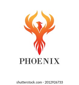 Flying Phoenix. Fire Bird Logo design vector template