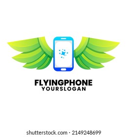 flying phone colorful logo design