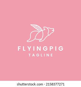 Flying Pig Animal Logo Icon Design Template Flat Vector