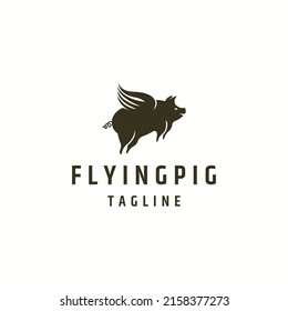 Flying Pig Animal Logo Icon Design Template Flat Vector