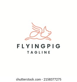 Flying Pig Animal Logo Icon Design Template Flat Vector