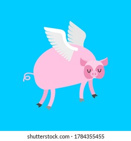 Flying pig cartoon. Piglet with wings. vector illustration