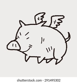 flying pig doodle