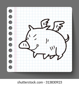 flying pig doodle
