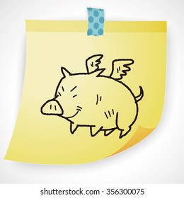 flying pig doodle