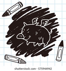 flying pig doodle