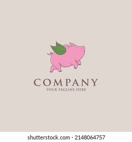 Flying pig garden logo vector