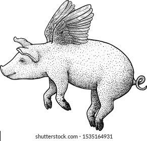 cute flying pig drawing
