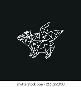 flying pig logo in geometric style