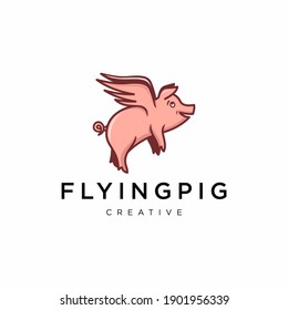 Flying Pig Logo, Icon And Illustration