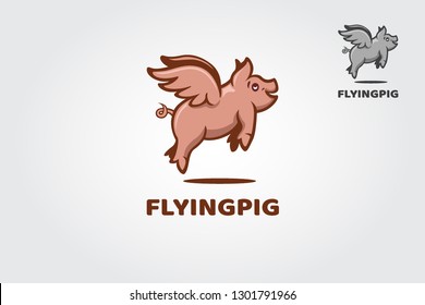 Flying Pig Vector Logo Template. The illustration fantasy pig logo design. Take a touch of creativity and fun for with your business.