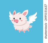 flying pig with white wings isolated vector