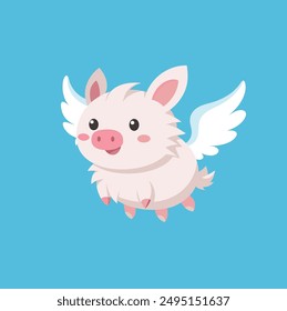 flying pig with white wings isolated vector