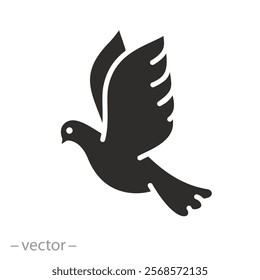 flying pigeon, dove icon, creative think, freedom and peace concept, christmas bird, flat vector illustration eps10