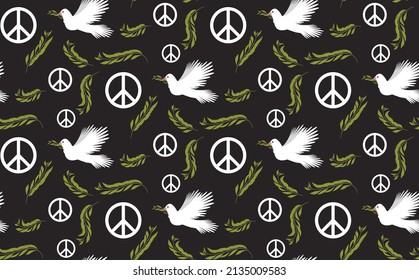 
Flying Pigeon. Dove of peace. International day of peace seamless pattern background