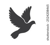  Flying pigeon flat silhouette vector