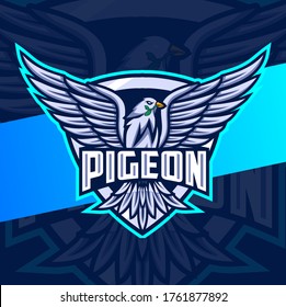 flying pigeon mascot esport logo design