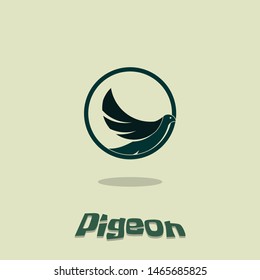 Flying Pigeon minimalist future icon logo on circle