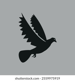 Flying pigeon outline illustration with hand-drawn