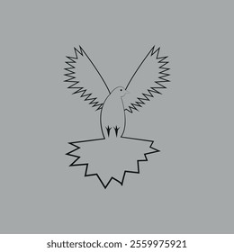 Flying pigeon outline illustration with hand-drawn