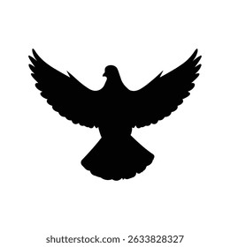 Flying pigeon silhouette design perfect for vector art collections.