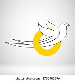 Flying Pigeon through a Ring Vector Design