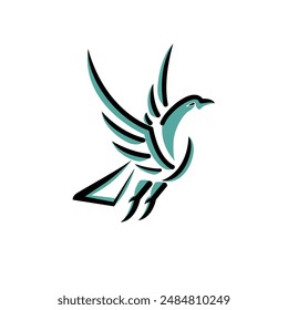 Flying Pigeon Vector illustration logo.