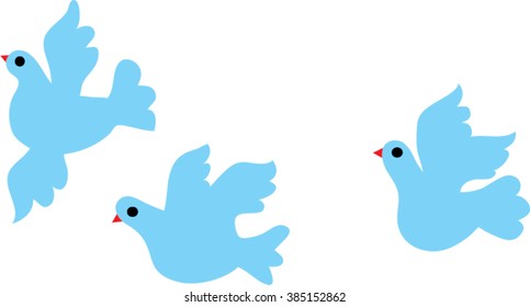 Flying pigeons. Birds illustration. Flat design. Dove icon