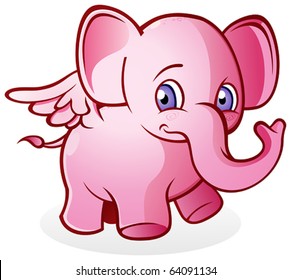 Flying Pink Elephant Cartoon Character