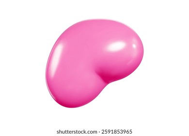 Flying pink heart balloon of 3d vector design with realistic glowing reflections and smooth surface. Romantic floating shape for celebration graphics and holiday decorations.