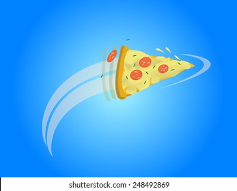 Flying Pizza Slice Vector Illustration Eps Stock Vector Royalty Free