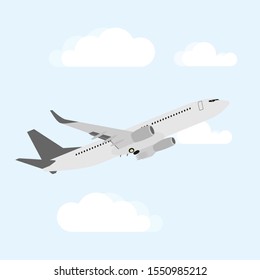 Flying plane back view, Airline Concept Travel Passenger Jet commercial airplane vector design