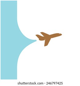 Flying plane with banner space from tail. Design template.
